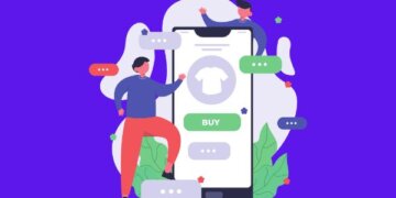 ilustração de pessoas fazendo compras
