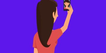 desenho de mulher tirando foto para programar nos stories do instagram