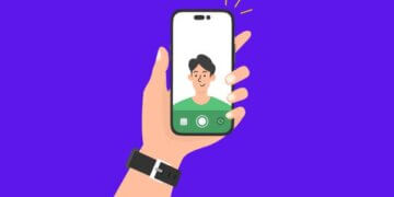 desenho representativo de homem fazendo boomerang no instagram com celular